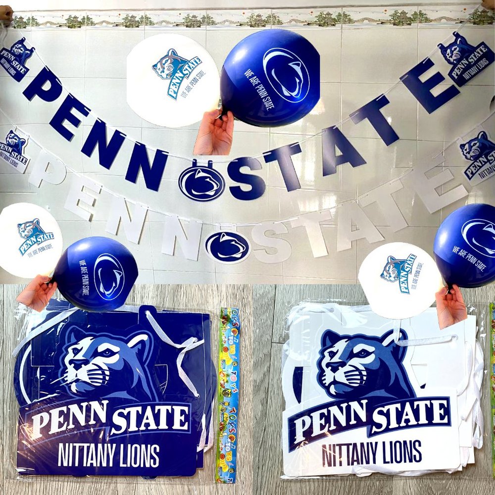 Penn State Party Decorations Bundle : Pack of 2 Hanging Banners and 40 Balloons!